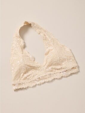 NWT Francesca’s Miami Cheryl Halter Lace Bralette Cream XS
